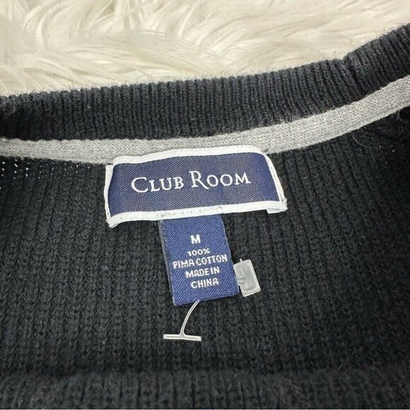 Club‎ Room Men’s Black Crew Neck Pima Cotton Minimalist Knit Sweater Med/C43 - Picture 5 of 8